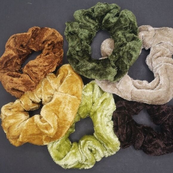 Velvet Scrunchies neutral color earth tone hair ties - Picture 2 of 2